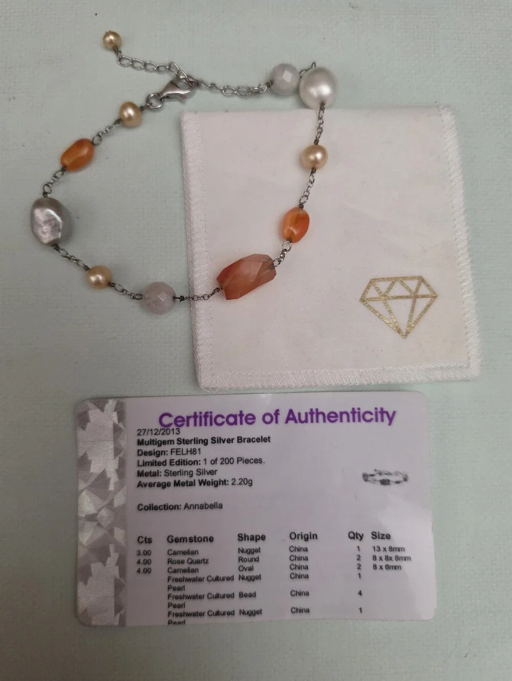 Gemporia Annabella Collection Multigem & Pearl Silver Bracelet